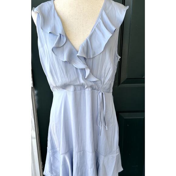 NWT Altar'd State Baby Blue Silky Ruffled Dress Sheer Flowy Feminine Fairy - Picture 2 of 7